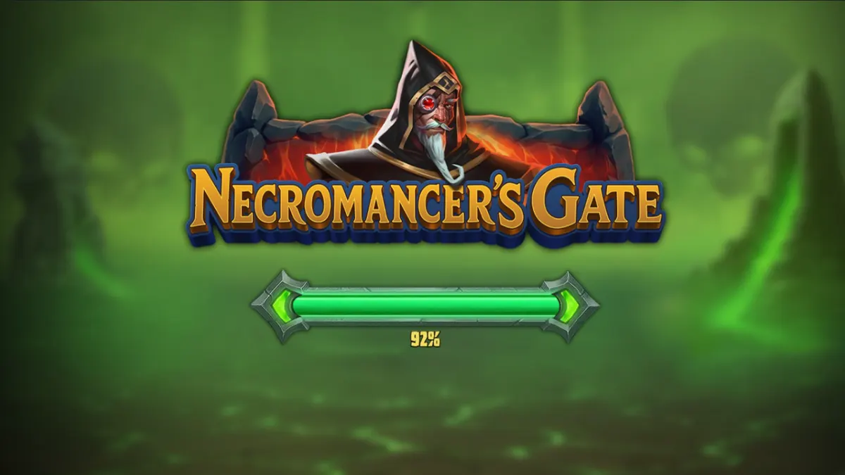 Tampilan visual slot Necromancer’s Gate dengan tema fantasi gelap