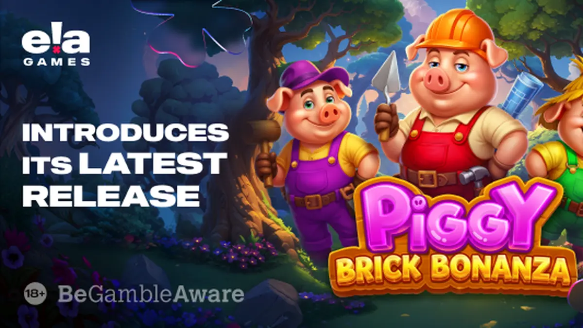 Tampilan visual slot Piggy Brick Bonanza dengan tema bangunan rumah