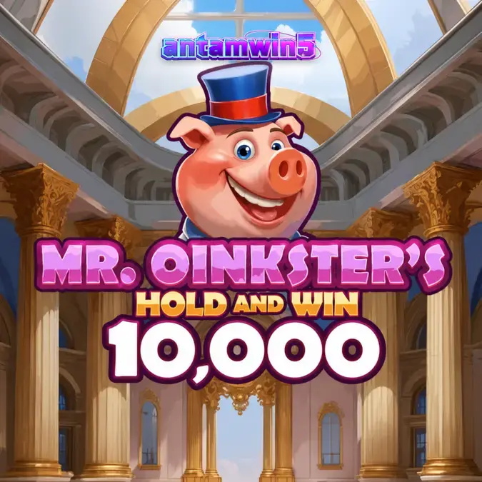 Tampilan visual slot Mr. Oinkster’s Hold & Win 10,000 dengan tema piggy bank